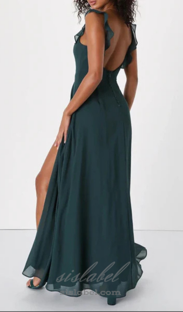 Dreamy Admiration Emerald Green Ruffled Maxi Dress