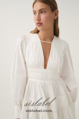 VALERIE FALLINGWATER RUCHED MINI DRESS IN WHITE