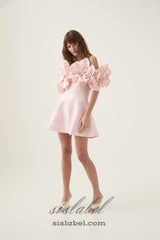 Etta flower strapless mini dress in pink