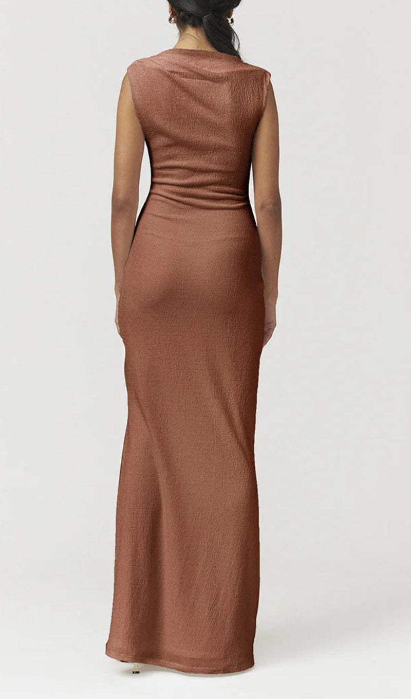 VEGA RUCHED FRONT MIDI DRESS