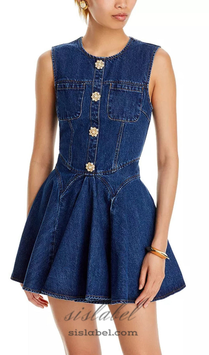 DENIM SKATER MINI DRESS