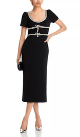 CREPE DIAMANTE MIDI DRESS