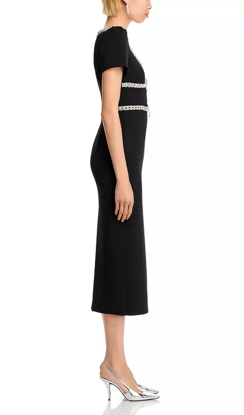 CREPE DIAMANTE MIDI DRESS