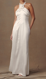 Dylan Rose Halter Maxi Dress in White