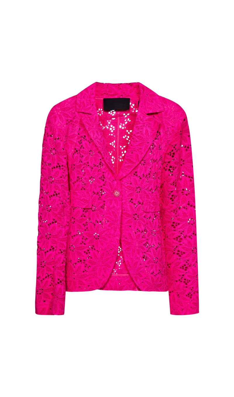 FLORAL-EMBROIDERED LACE TWO-PIECE SUIT IN PINK