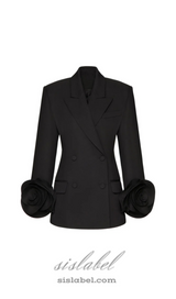 Sophia Rose Appliqué Blazer in Black