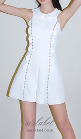 CHAYA WHITE SLEEVELESS RHINESTONE EMBELLISHED ROMPER