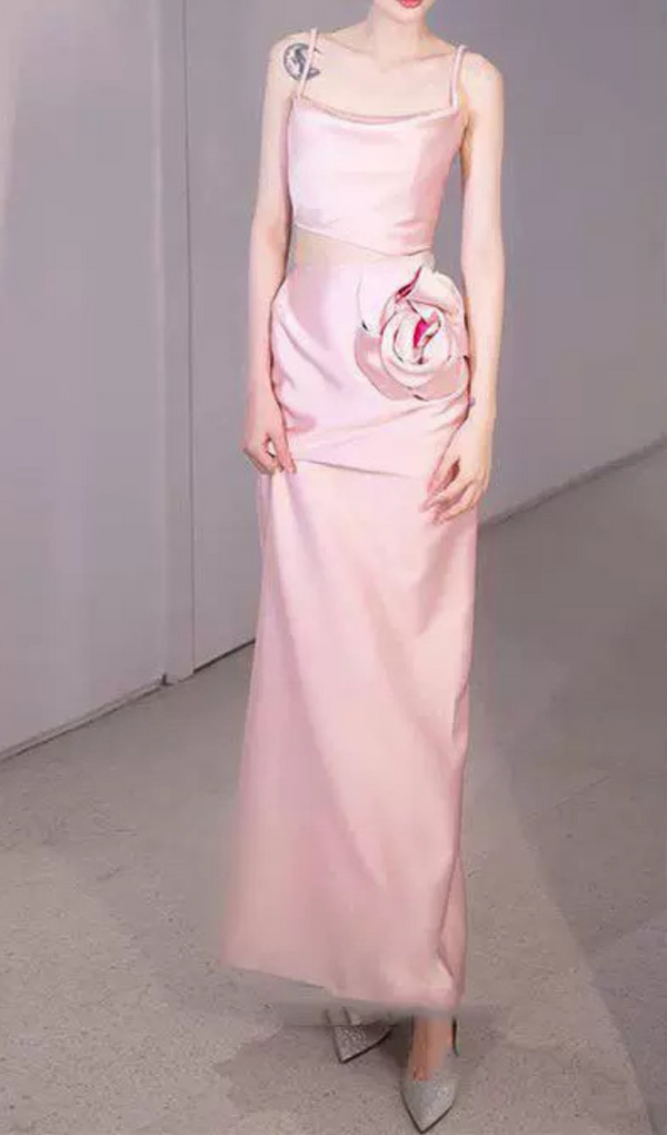 Marisol flower embellished Gown in pink