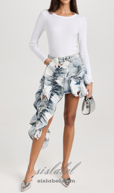 ERIN ACID WASH RUFFLE JEAN SKIRT