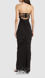 GWENDOLYN STRETCH JERSEY STRAPLESS MAXI DRESS IN BLACK