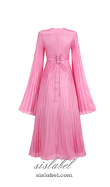 MANDY SLIT SLEEVE RUCHED MAXI DRESS IN ROSE PINK