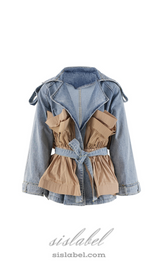 Patchwork Ruffle Denim Tunic Coat