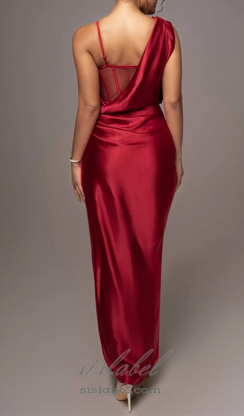 Red Anastacia Drape Maxi Dress