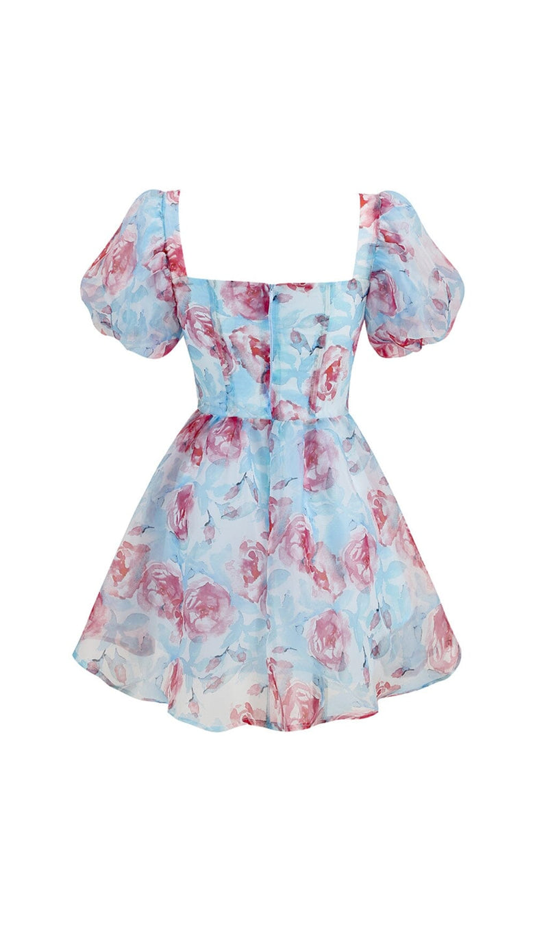 FLORAL CORSET MINI DRESS IN BLUE