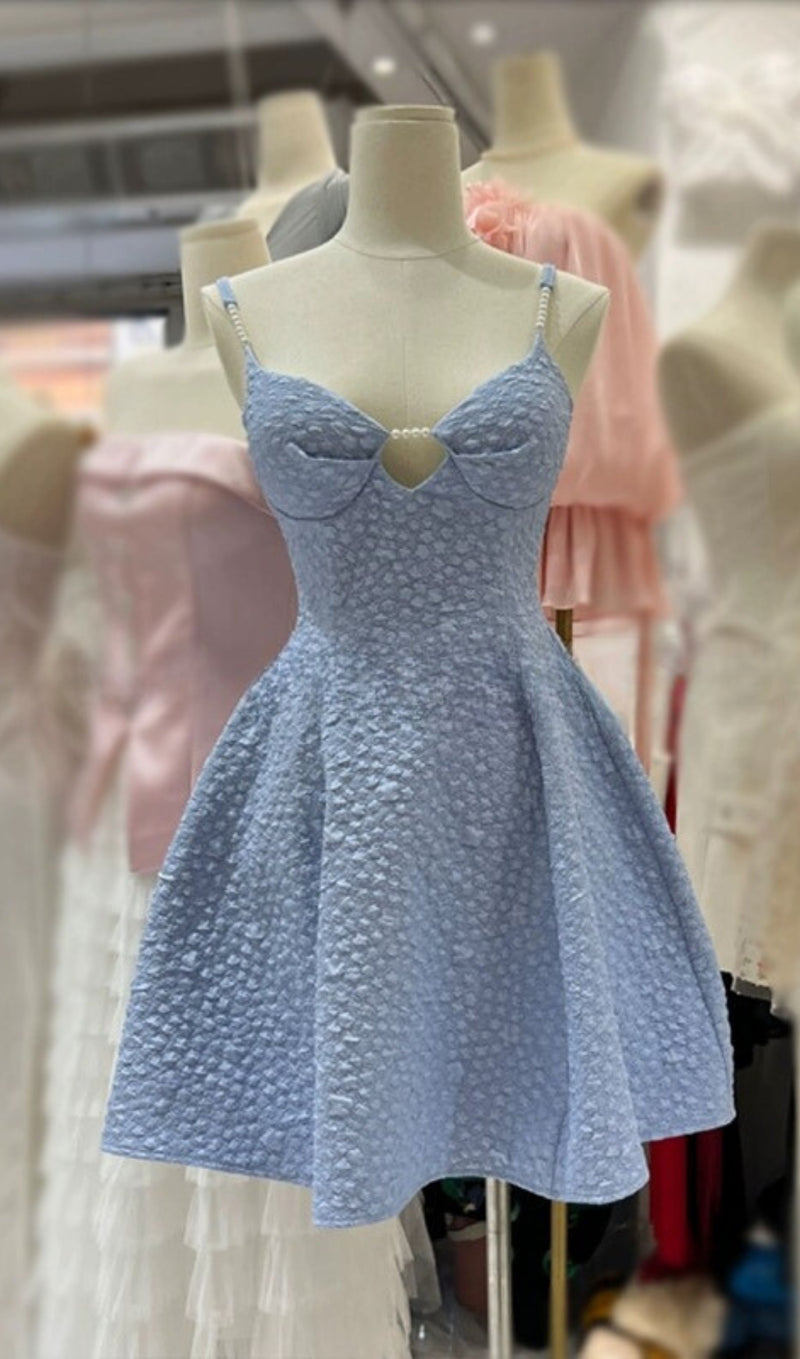 AMICE ROBE MINI PERLE BLEU