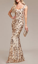 ARZILLA SEQUIN GOWN IN GOLD