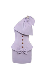 one shoulder bowknot embellished mini dress in purple