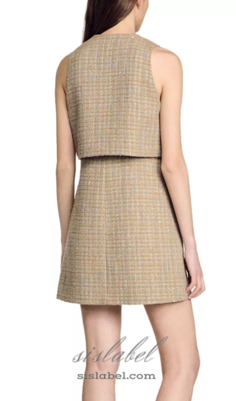 Penelope Tweed Mini Dress in camel