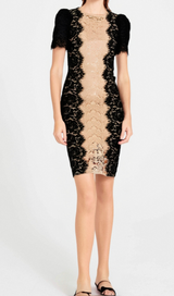 MIXED COLORS LACE FITTED MINI DRESS