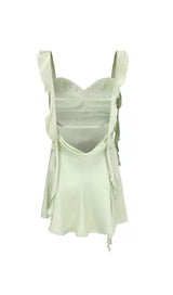 ROBE MINI EN SATIN VERT SAUGE