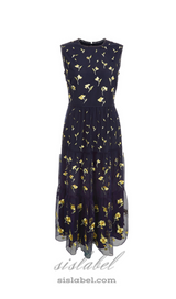 Bethany floral print midi Dress in black