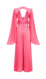 GEORGIA RUCHED FLOWER CUT OUT MAXI JUMPSUIT IN PINK