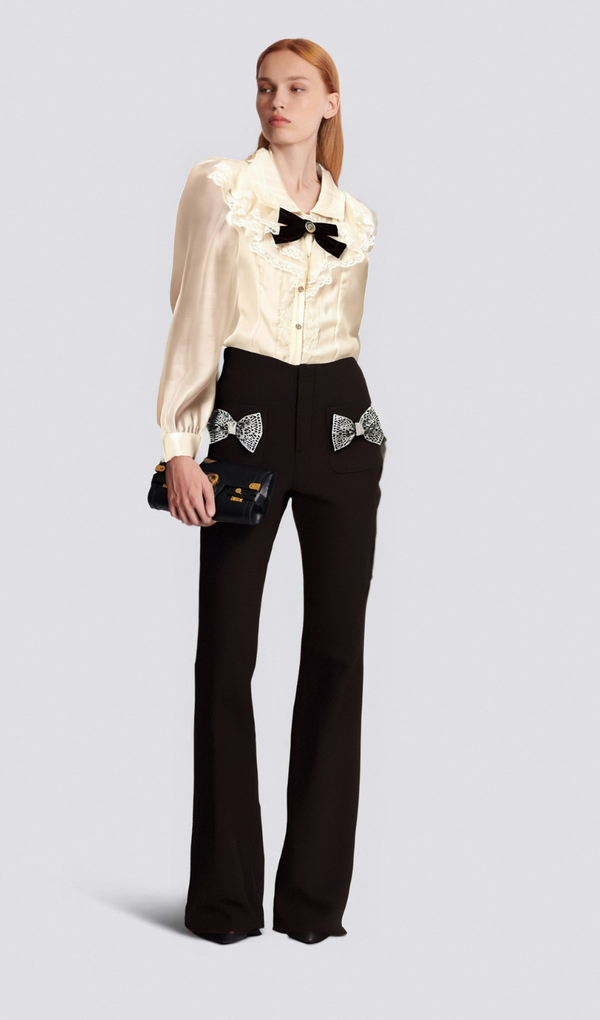 Gelsomina bow-embellished flared trousers