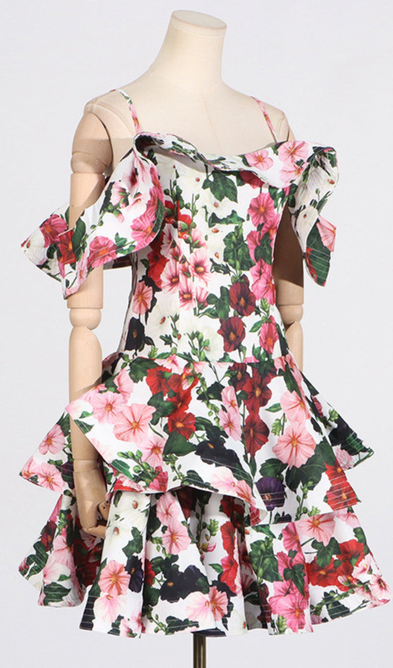 MULTICOLOR FLORAL PRINTED MINI DRESS