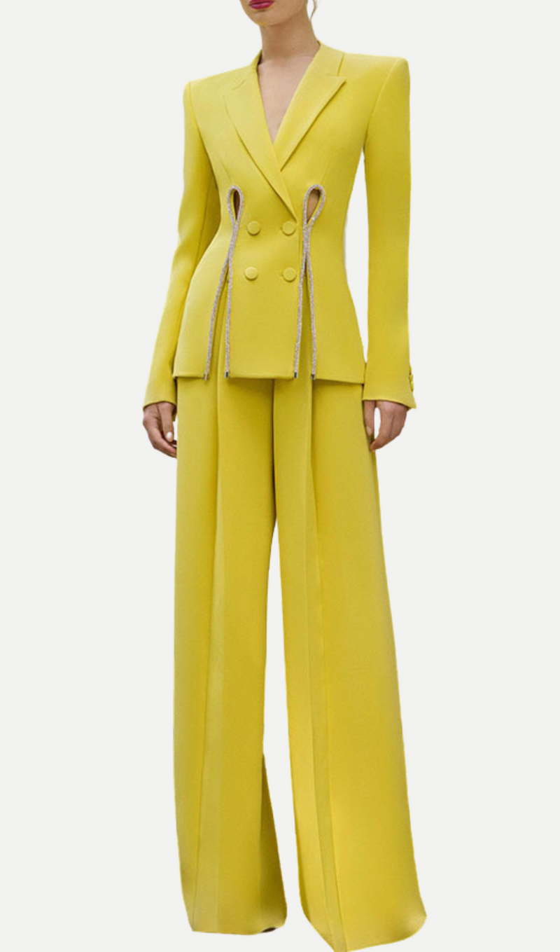 Yellow Double Breasted Pantsuit