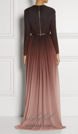 ELLEN GRADIENT COLOR RUNCHED MAXI DRES