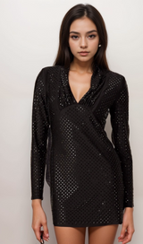 Mariasole embellished plunging V-neck studded mini dress