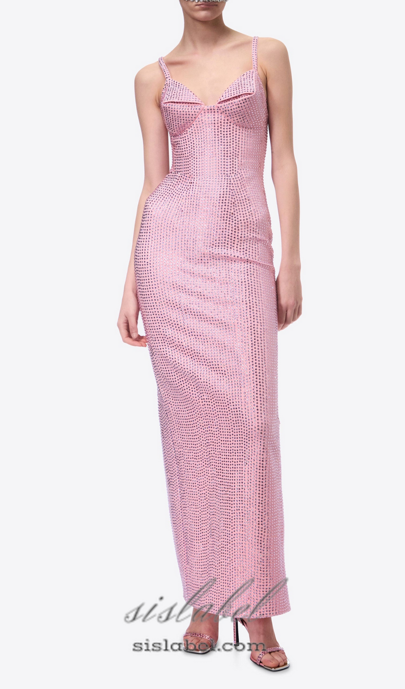 Brook crystal-embellished sleeveless maxi dress in rose pink