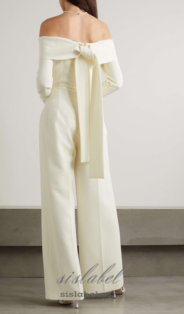 DOMINIC OFF-THE-SHOULDER CREPE JUMPSUIT IN IVORY