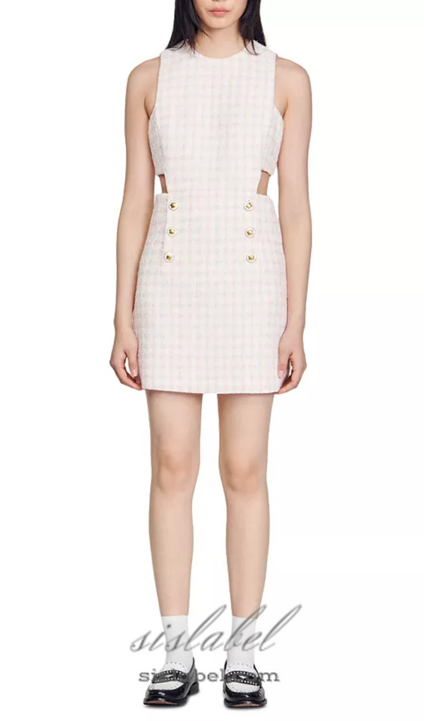 Sleeveless Cutout Pinafore mini Dress in light pink