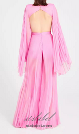 GEORGIA RUCHED FLOWER CUT OUT MAXI JUMPSUIT IN PINK