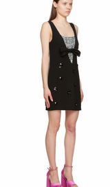 Aviva black 3d-petal sequined mini dress