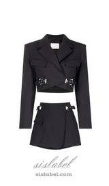 Jayla Cropped Cutout Blazer in Black