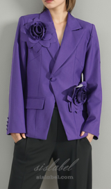 Aharon Flower Lapel Cross Blazer