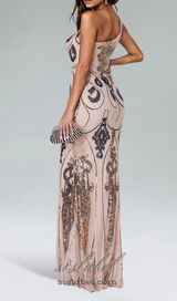 DELIA ONE SHOULDER SEQUINS MAXI DRESS IN GOLDEN