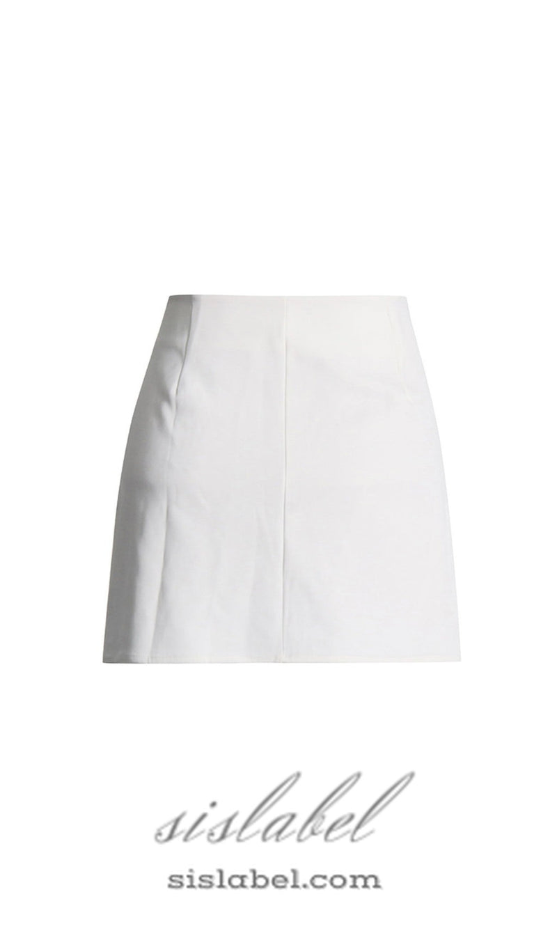 ANAXANDRA WHITE FLOWER MINI SKIRT