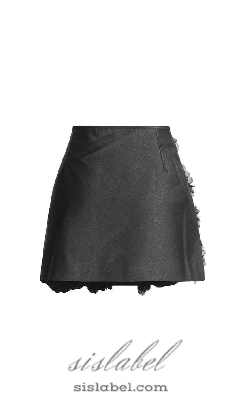 ANCHALEE BLACK FLOWER MINI SKIRT