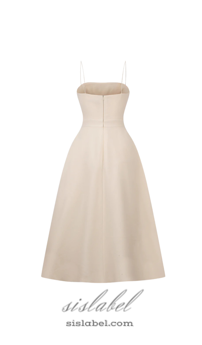 Elio button-embellished Midi Dress in cream