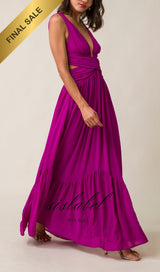 CUT OUT MAIX DRESS IN PURPLISH RED