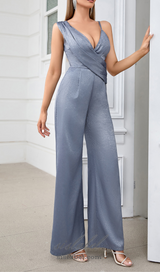 HAZEL GREY ASYMMETRICAL SHOULDER WIDE LEG JUMPSUIT