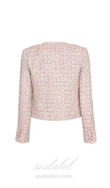 ALISA DIAMANTÉ TRIM BOUCLE TWEED JACKET IN PINK