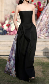 Satin-stitched floral haute couture gown