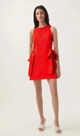 Ronnie red sleeveless bow mini dress