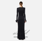 bow black carpet dress in drape jersey