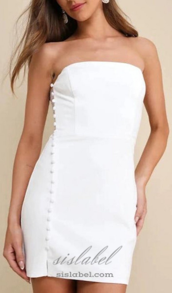 White Strapless Bodycon Mini Dress