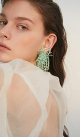 GREEN ACRYL TASSEL EARRINGS